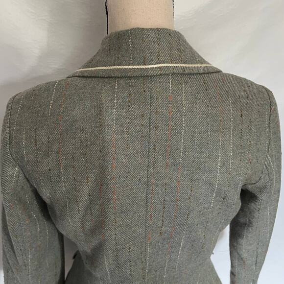 Vtg Y2K Halogen Wool Tweed Womens Crop Blazer Sz S Pin Stripe Preppy Old Money - Picture 8 of 12